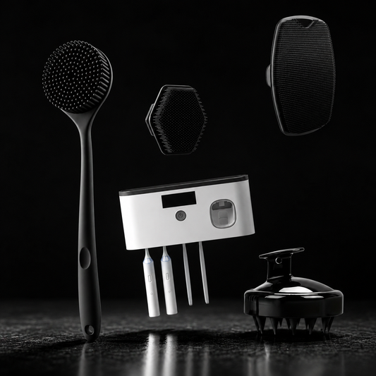 Clean Routine Bundle – Smart Toothbrush Sanitizer + Silicone Shower Brush Set