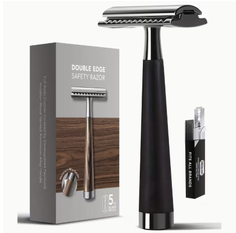 Complete Grooming Bundle – Safety Razor + Holder + Shower Brush Set