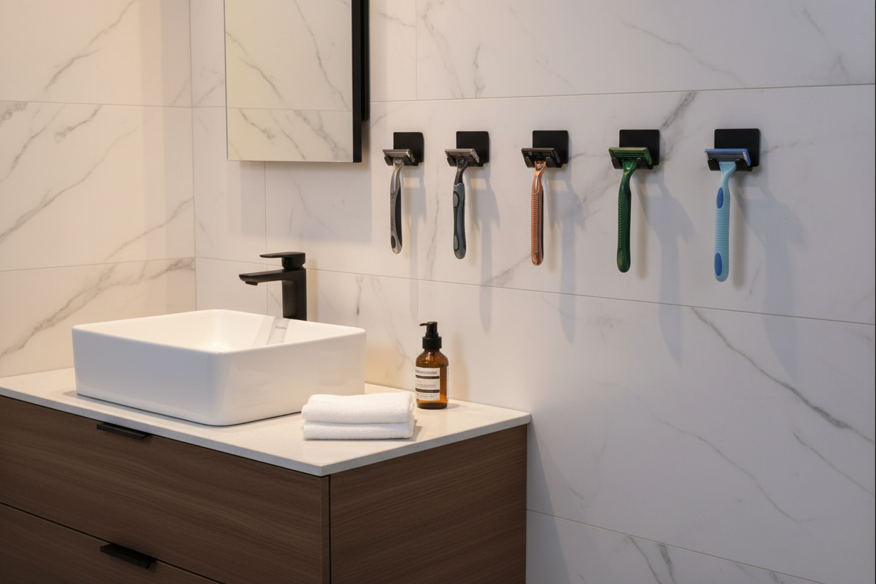 Wall-Mounted Razor Holder (5-Pack)
